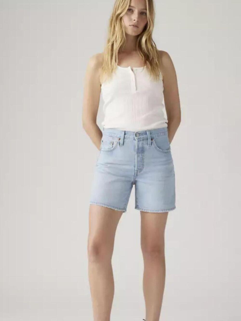 Levi's light wash denim 501 mid thigh shorts Size 23 #denim #summer